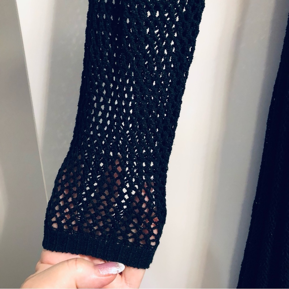 Xception(al) Small Black “Lacey” Knit Cardigan/ Duster “Pleated” - Picture 4 of 12